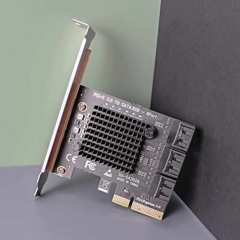 GLOTRENDS SA3026-C 6-Port PCIe X4 SATA Expansion Card with SATA and Power Cables, Compatible with Windows,Linux,Mac OS,NAS - Image 3